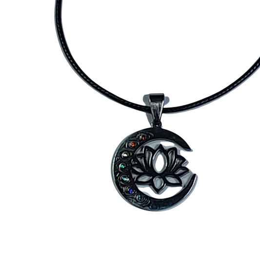 Colgante Loto Luna Chakras – Acero